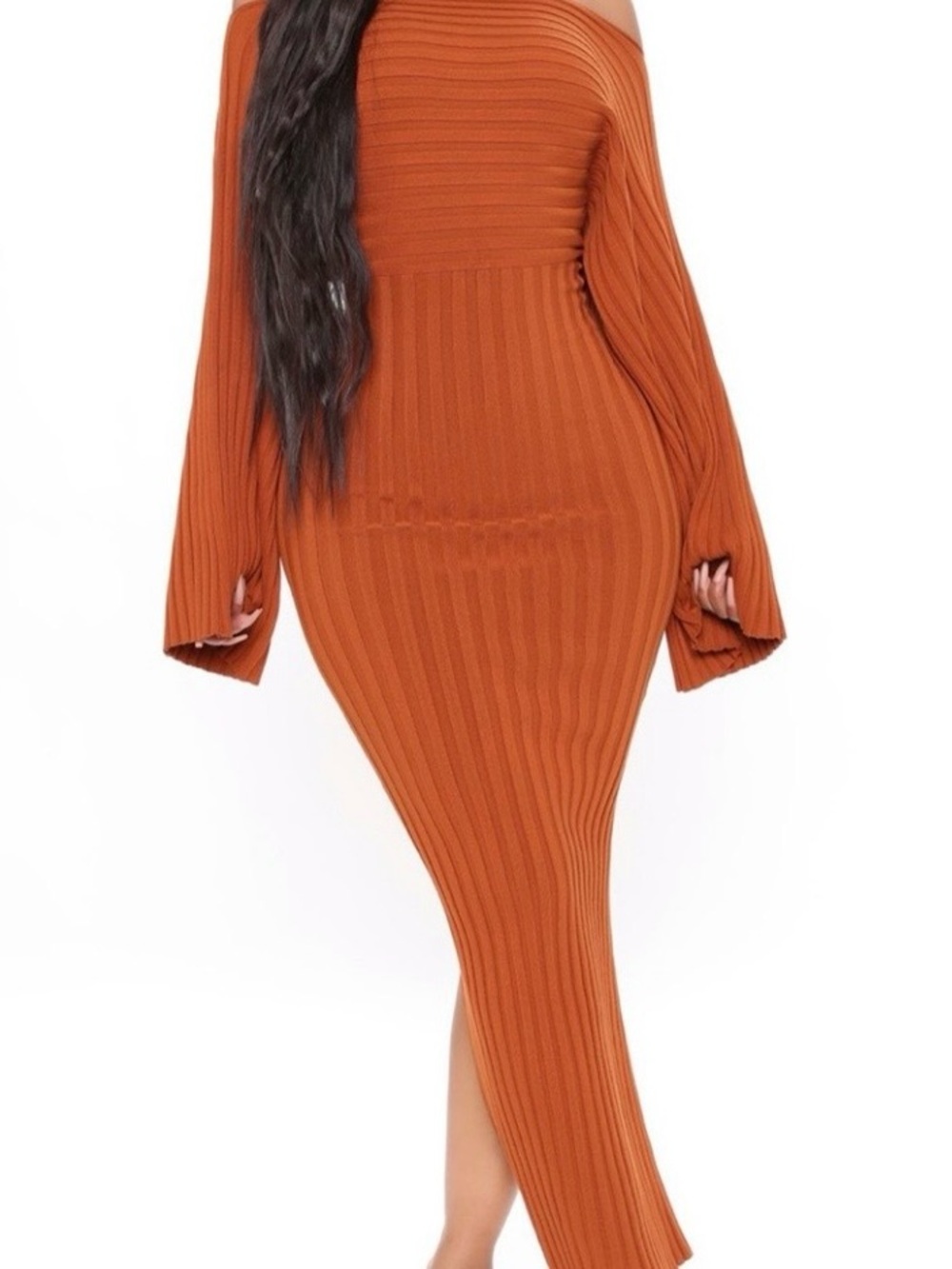 Fashion Nova Heather Ribbed Sweater Maxi Dress